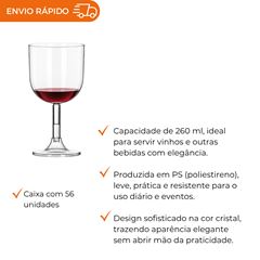 TAÇA ACRÍLICA PARA VINHO 260ML CRISTAL - TC-260
