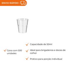 COPO ACRÍLICO PARA BRIGADEIRO 50ML CRISTAL - CPS-050