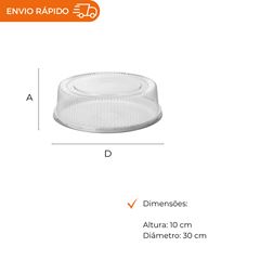EMBALAGEM PET TORTA GRANDE BRANCA - G 60MM