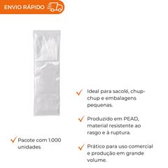 SACO PLÁSTICO ALTA DENSIDADE PARA CHUP-CHUP 4X23CM