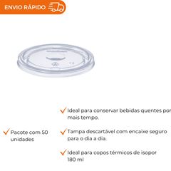 TAMPA PLASTICA 180 ML P/COPO TERMICO