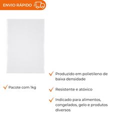 SACO PLÁSTICO BAIXA DENSIDADE CRISTAL 50X70X0,06