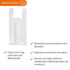 SACOLA COM ALÇA 30X45 RECICLADA BRANCA