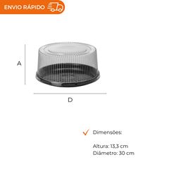 EMBALAGEM PET TORTA MÉDIA PRETA - G 56MA