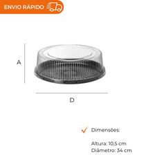 EMBALAGEM PET TORTA GRANDE PRETA - G 60MM