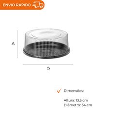 EMBALAGEM PET TORTA GRANDE PRETA - G 60MA