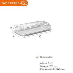 EMBALAGEM PET TORTA RETANGULAR PEQUENA BRANCA - G 65MB