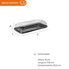 EMBALAGEM PET TORTA RETANGULAR PEQUENA PRETA - G 65MB