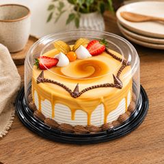 EMBALAGEM PET PARA TORTA MINI COM BASE PRETA - G 32CT