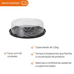 EMBALAGEM PET TORTA PQ PT - G 50CTB