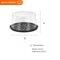 EMBALAGEM PET TORTA PQ PT - G 50CTA