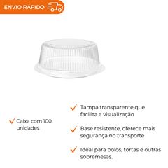 EMBALAGEM ISOPOR COM TAMPA PET PARA TORTA BRANCA - KBT-032