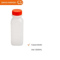 GARRAFA PLÁSTICA PARA SUCO QUADRADA COM TAMPA 1000ML