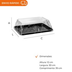 EMBALAGEM PET TORTA RETANGULAR GRANDE PRETA - G 70D 
