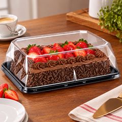 EMBALAGEM PET TORTA RETANGULAR GRANDE PRETA - G 70D 