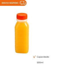 GARRAFA PLÁSTICA PARA SUCO QUADRADA COM TAMPA 500ML