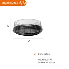 EMBALAGEM PET TORTA BAIXA PRETA- G 56MB