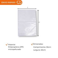 SACO PLÁSTICO DE POLIPROPILENO MICROPERFURADO 20X30