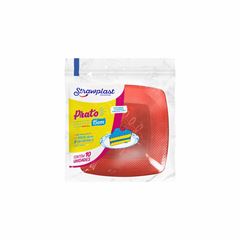 PRATO QUADRADO VERMELHO NEON 15CM