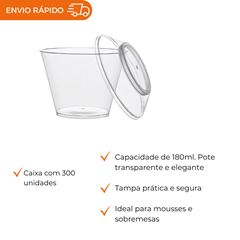 POTE ACRÍLICO 180ML COM TAMPA PARA MOUSSE - PW1P TWH