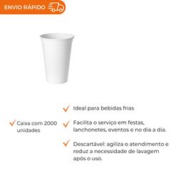 COPO 300ML DESCARTÁVEL PP BRANCO - CF-300