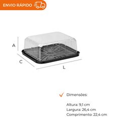 EMBALAGEM PET TORTA RETANGULAR MINI PRETA - G 45CT