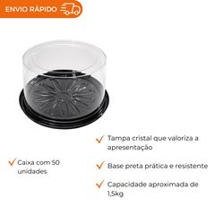 EMBALAGEM PET TORTA PEQUENA PRETA - G 50 MÉDIA CONTEMPORÂNEA