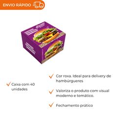 EMBALAGEM PARA HAMBÚRGUER H2 ROXA