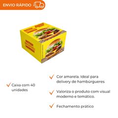 EMBALAGEM PARA HAMBÚRGUER H2 AMARELA