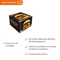 EMBALAGEM PARA HAMBÚRGUER H2 PRETA