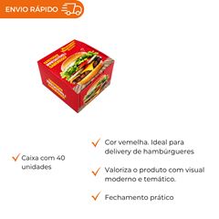 EMBALAGEM PARA HAMBÚRGUER H2 VERMELHA