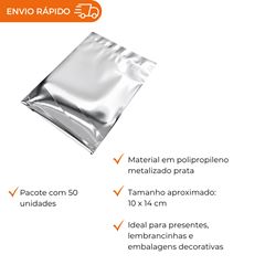 SACO METALIZADO 10X14CM PRATA