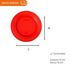 PRATO DESCARTÁVEL RASO 15CM VERMELHO