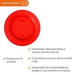 PRATO DESCARTÁVEL RASO 15CM VERMELHO