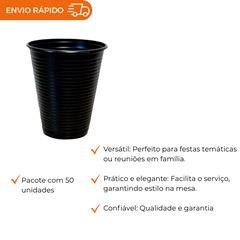 COPO DESCARTÁVEL PS 200ML PRETO