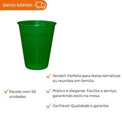COPO DESCARTÁVEL PS 200ML VERDE