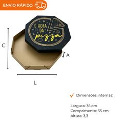 EMBALAGEM PARA PIZZA 35CM KRAFT IMPRESSA É HORA