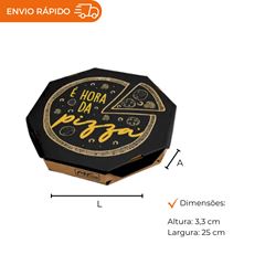 EMBALAGEM PARA PIZZA 25CM KRAFT IMPRESSA É HORA