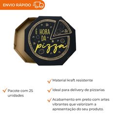 EMBALAGEM PARA PIZZA 25CM KRAFT IMPRESSA É HORA