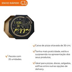 EMBALAGEM PARA PIZZA 30CM KRAFT IMPRESSA É HORA PACOTE C/25