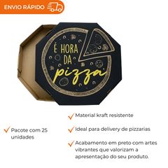 EMBALAGEM PARA PIZZA 40CM KRAFT IMPRESSA É HORA PACOTE C/25