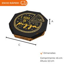 EMBALAGEM PARA PIZZA 45CM KRAFT IMPRESSA É HORA PACOTE C/25