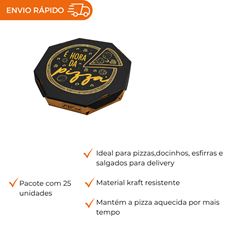 EMBALAGEM PARA PIZZA 45CM KRAFT IMPRESSA É HORA PACOTE C/25