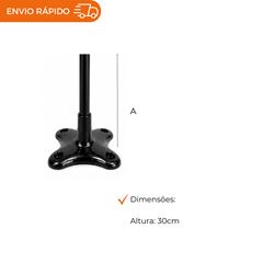 BASE RETA PRETA COM HASTE PARA SUPORTE DE BOBINA.