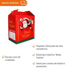 CESTA DE NATAL BOAS FESTAS VERMELHA