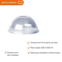 TAMPA PLASTICA 500 ML PP BOLHA C/FURO 