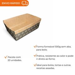 FORMA FORNEÁVEL PARA BOLO 500G SEM ABA