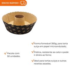 FORMA FORNEÁVEL TORTA SUÍÇA MICROONDULADA DECORADA