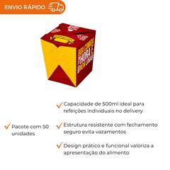 EMBALAGEM PARA REFEIÇÃO BOX 500ML VERMELHA