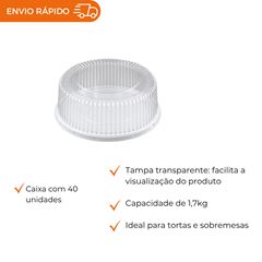 EMBALAGEM PET TORTA MÉDIA BRANCA - G 56MM SF